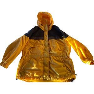 Columbia Women’s L Yellow Long Sleeve Full Zip Polyester Nylon Hooded Rain Coat
